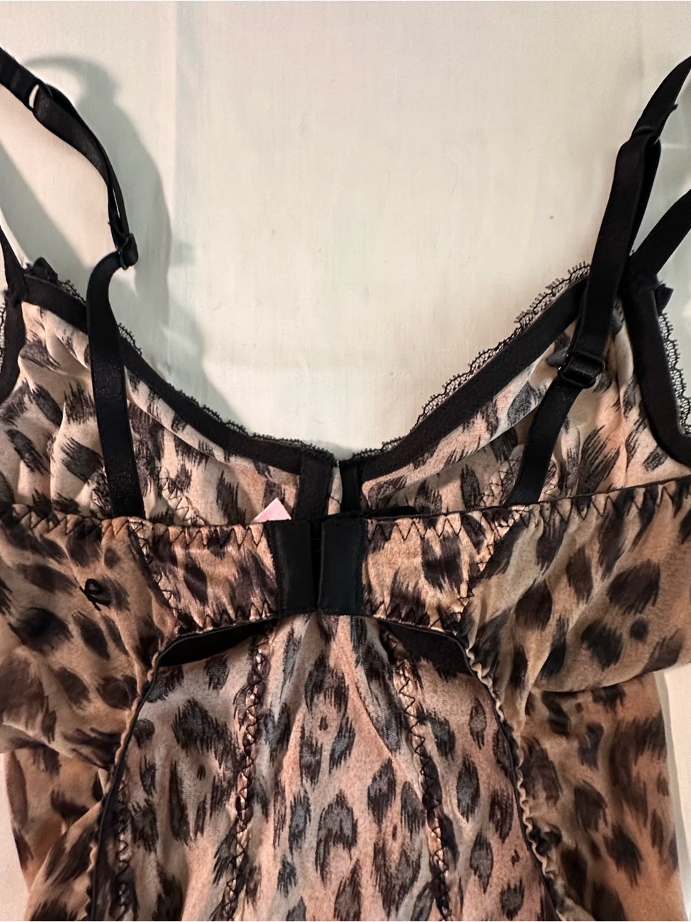 Victoria's Secret Leopard-Print Satin Chemise sexy, lace, witchy fetish Y2K - Picture 7 of 11
